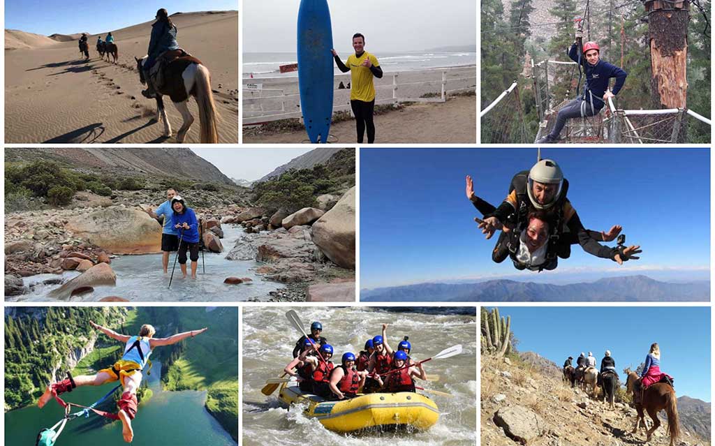 Collage of adventure tours in Chile