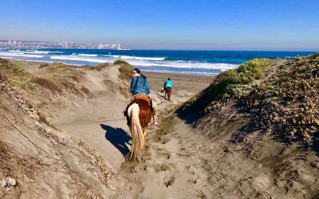 Horseback riding on the beach and sand dunes in Mantagua