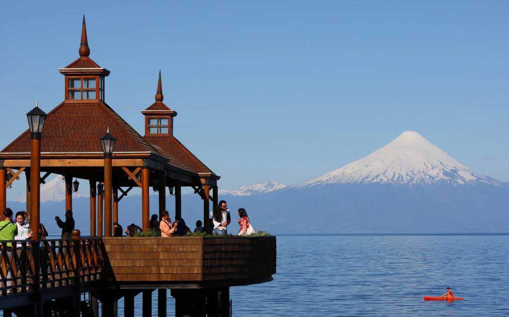 View of Osorno Volcano from Frutillar. Shore Excursion Puerto Montt
