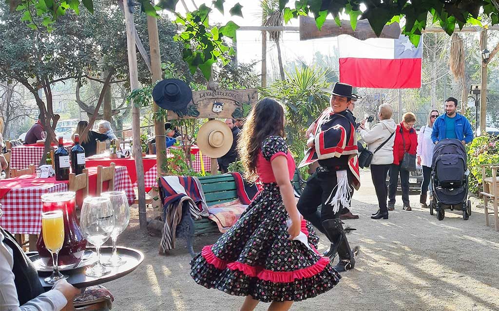 Cueca dancers at La Vaquita Echa Restaurant