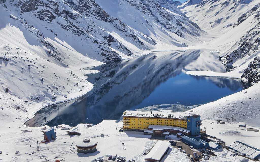 Aerial view of Portillo and the Inca Lagoon