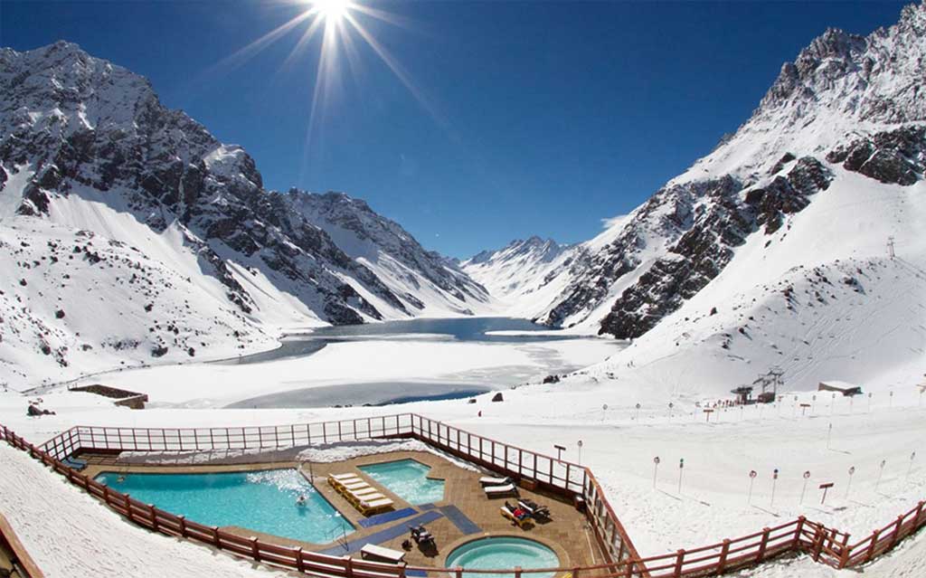 Inca Lagoon from the Portillo Hotel - Andes Mountains