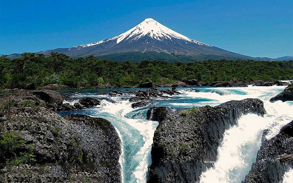 Osorno Volcano from Saltos del Petrohue
