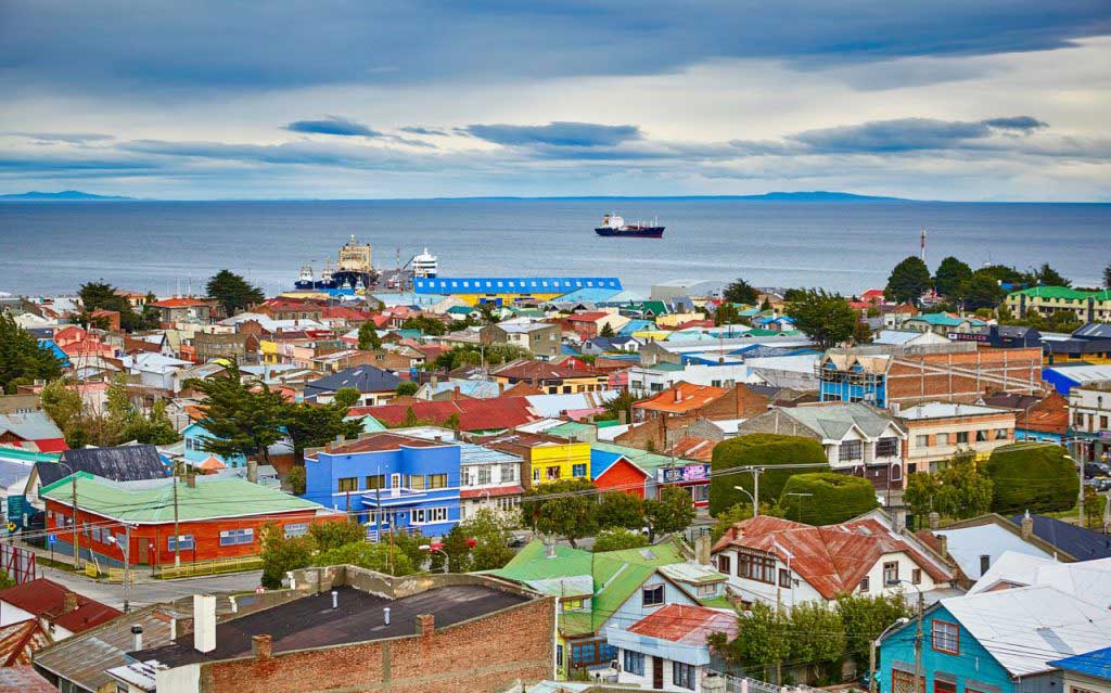 Punta Arenas Skyline with Strait of Magellan