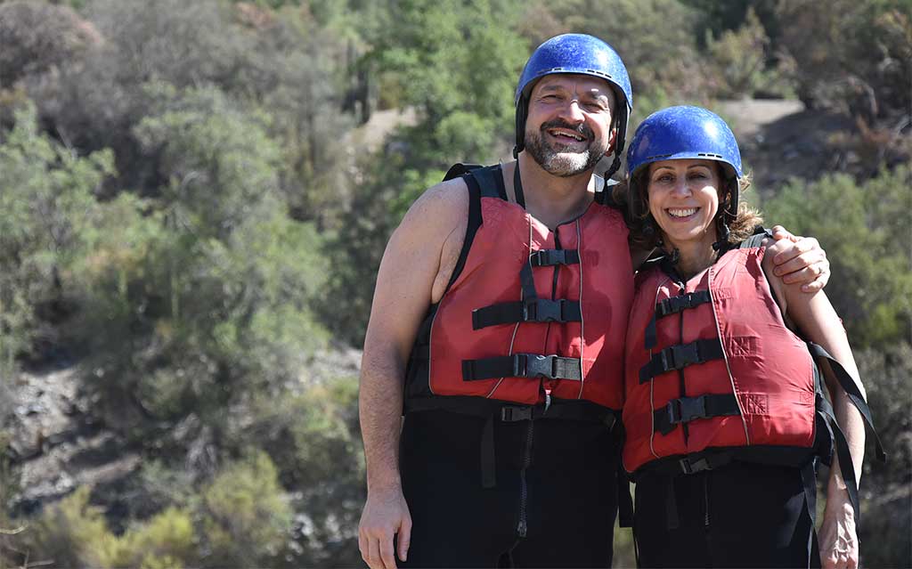 Happy guests during the rafting adventure in the Maipo Canyon