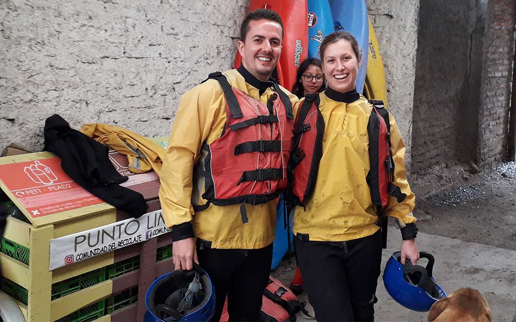 All smiles before the rafting adventure on the Maipo River