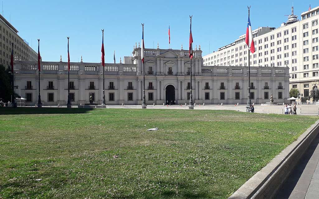 La Moneda Presidential Palace from Plaza de la Constitucion, Santiago, Chile