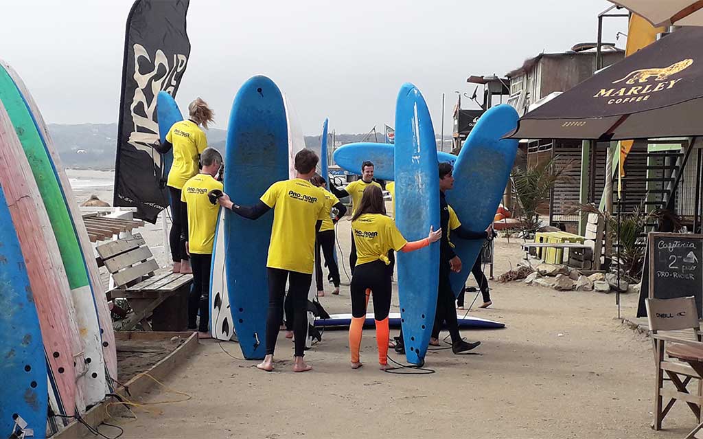 Guests with surf boards