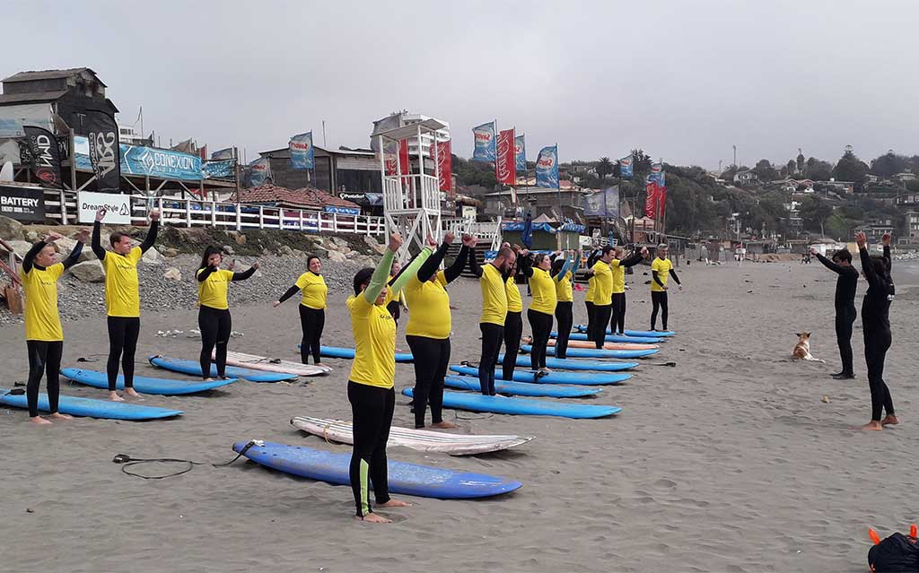 Exercises before surfing lessons