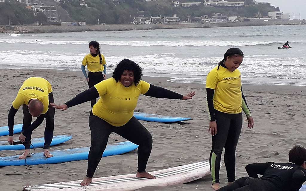 Warm up before surfing lessons