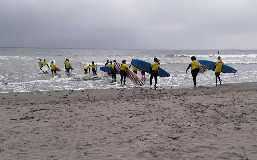 Hitting the surf