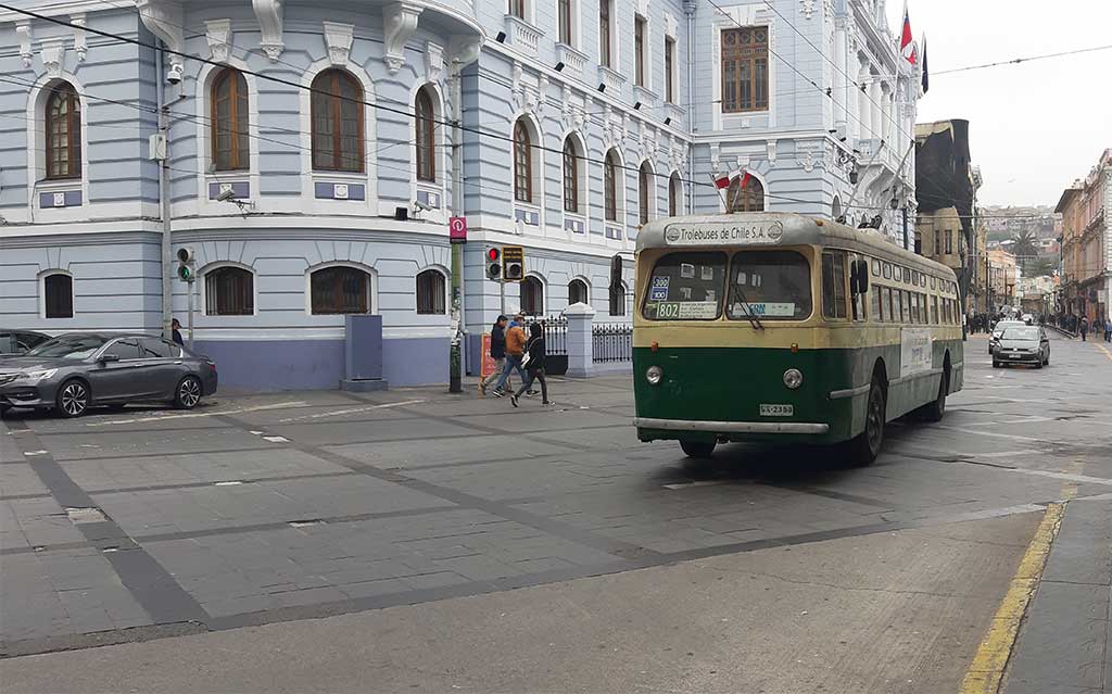 Old trolley car in Valparaiso