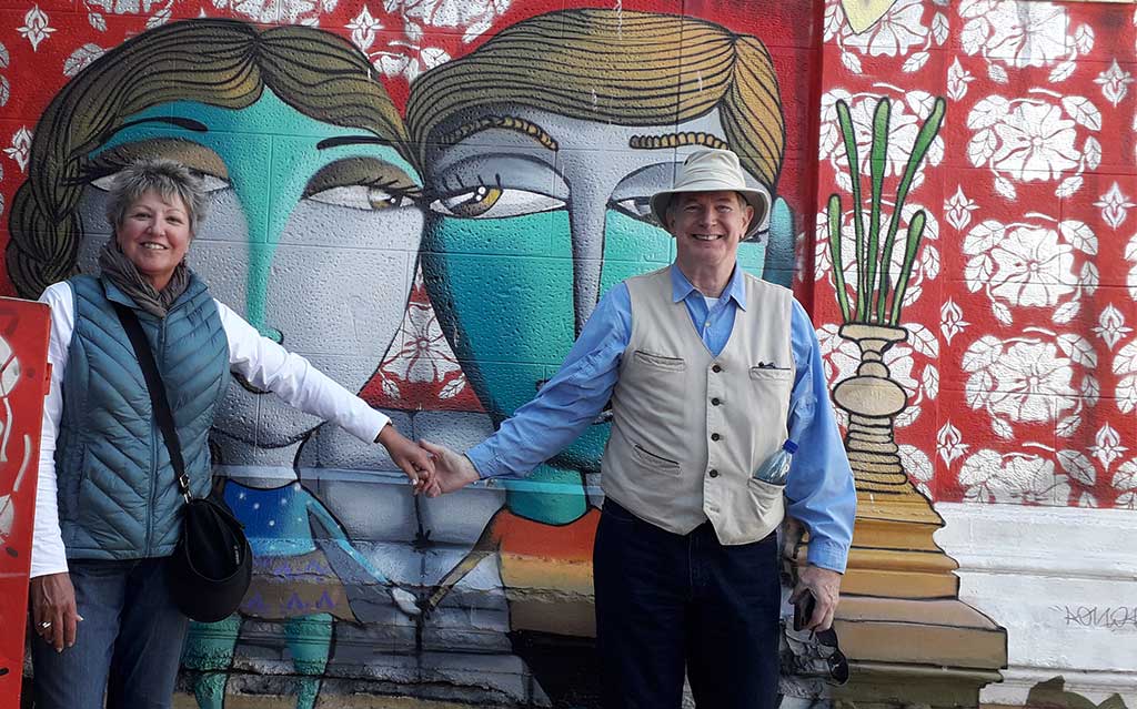 Guests enjoying street art in Valparaiso