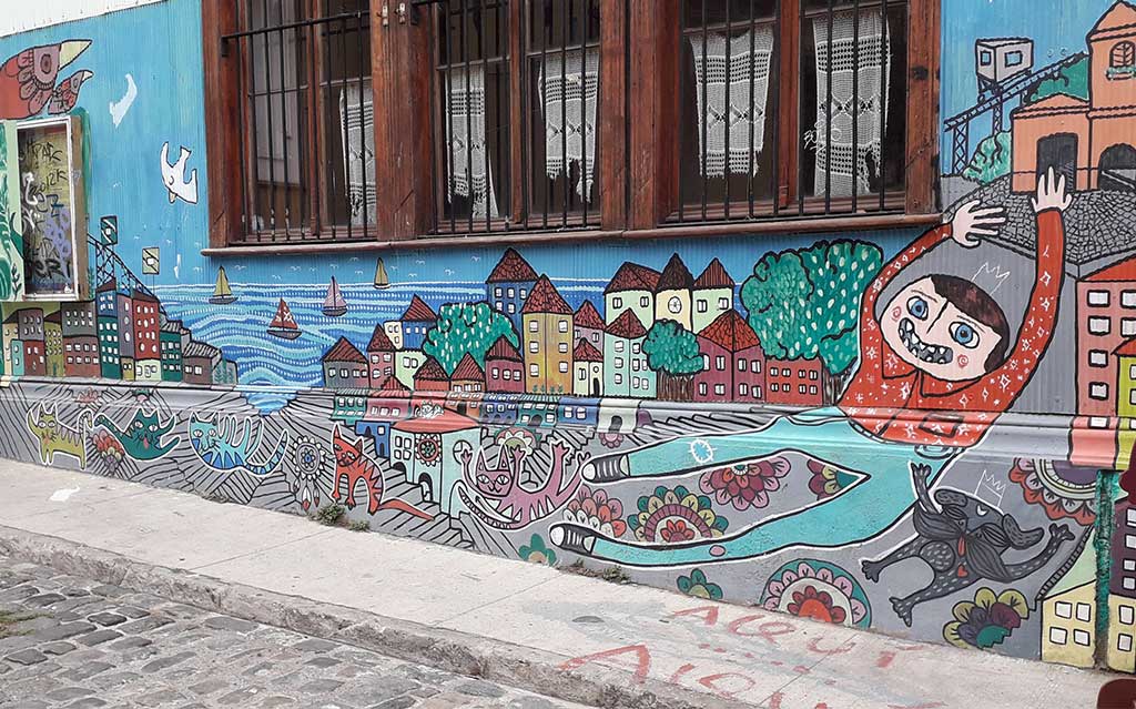 Mural of Valparaiso on Cerro Concepcion, Valparaiso